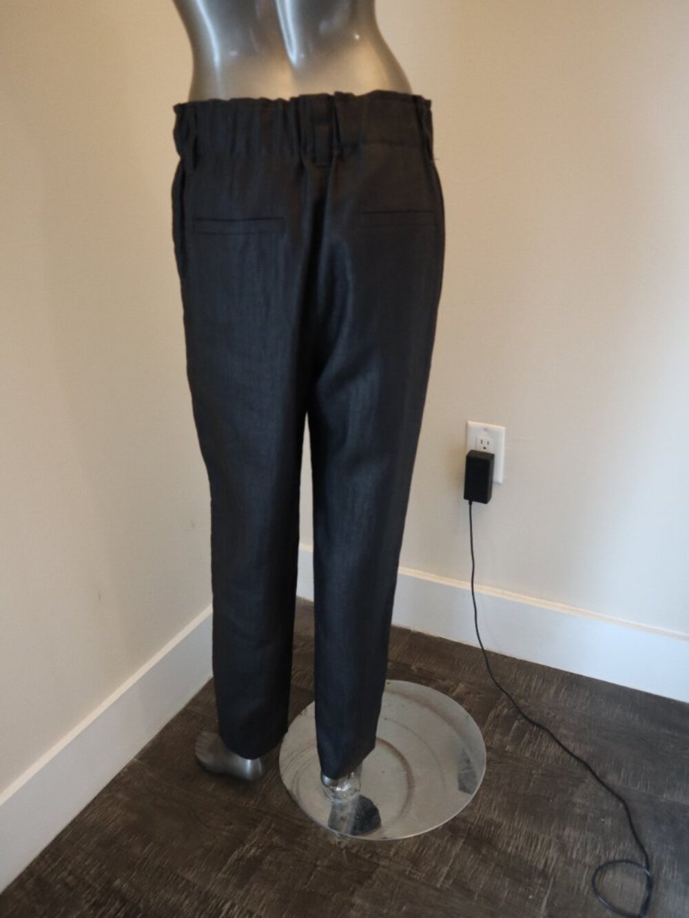 Brunello Cucinelli Linen Pants Black Elastic Waist Pull On Relaxed Luxury Size 2 - Picture 4 of 11